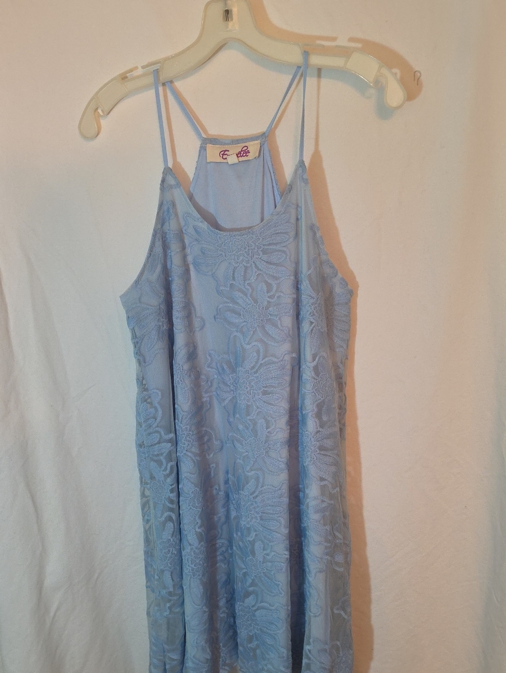 Elle Powder Blue Lace High-Low Slip Dress
